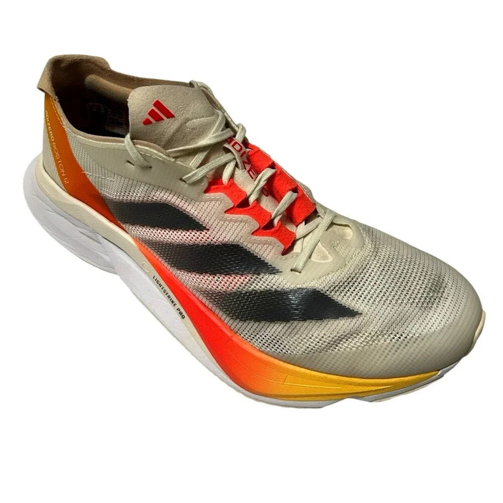 Adidas Adizero Boston 12 Lightstrike Pro Womens Ivory Silver Running Shoes Sz 8
